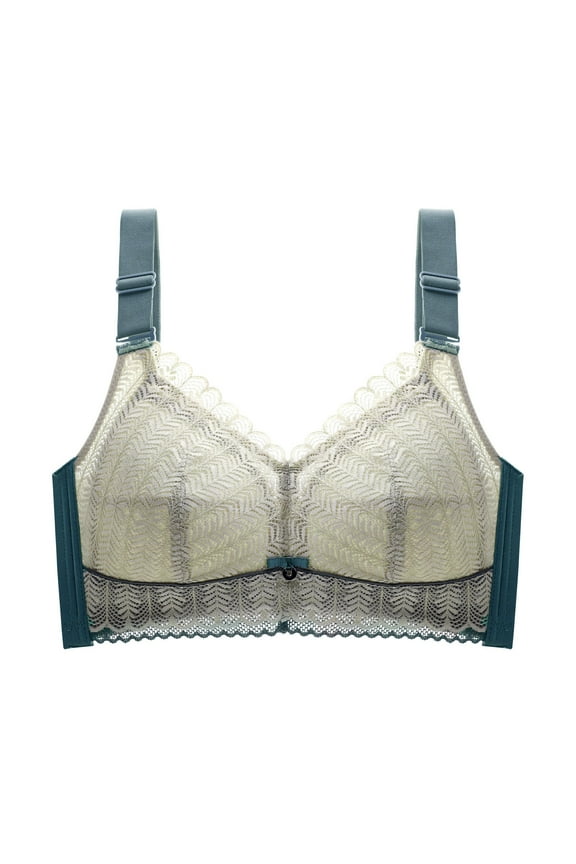 Padded Bra No Underwire Underwear for Women Push Up Adjustable Bra Tube Top Sagging Plus Size No Wire Full Cup Lift Underwear Bro Polyester Green 40E