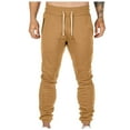 2DXuixsh Pants for Men Men's Solid Color Side Pockets Lace up Waistband