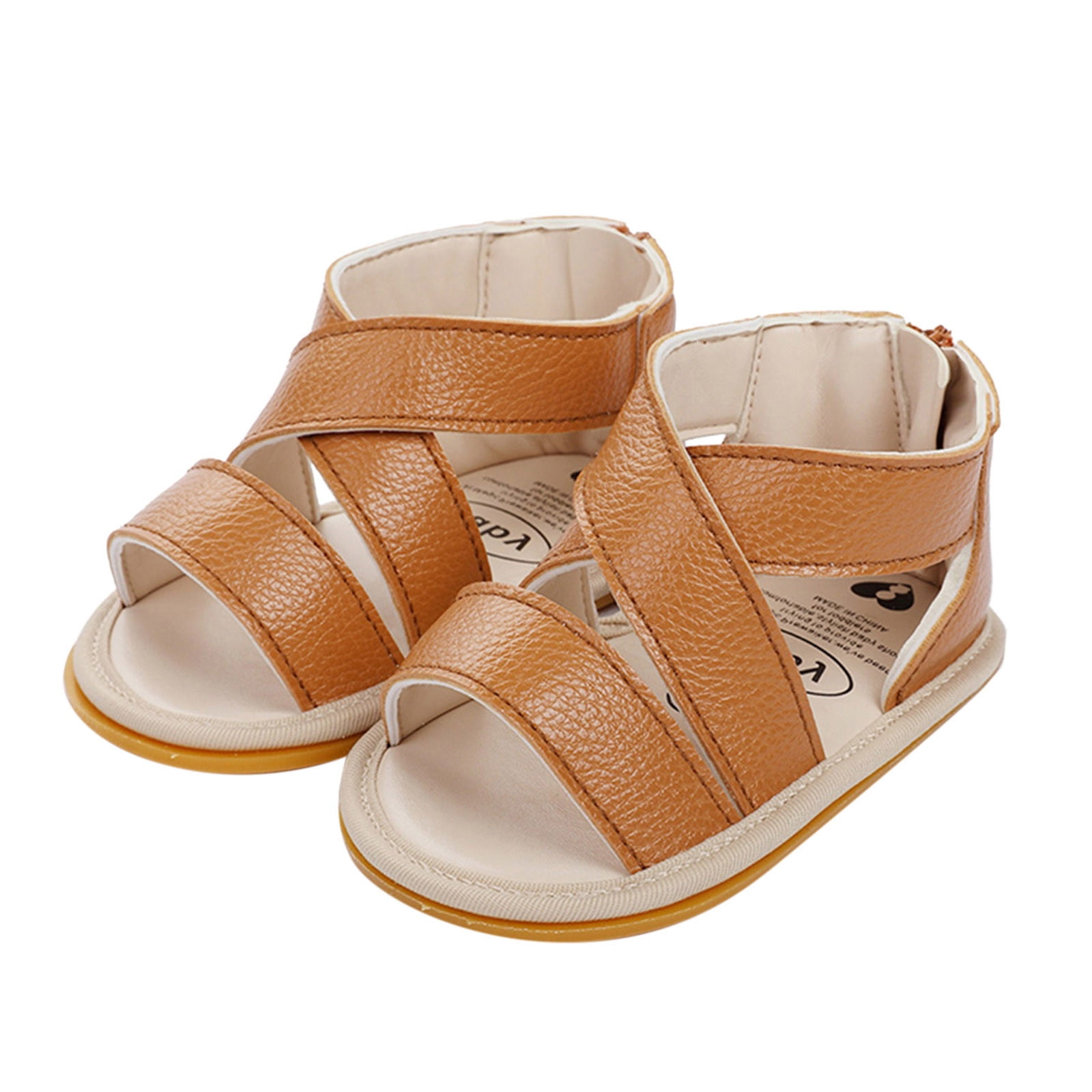 2DXuixsh Sandals for Toddlers Boys Girls Open Toe Solid Shoes First Walkers Shoes Summer Toddler Flat Sandals Toddler Boy Rainbow Flip Flops Artificial Leather Brown 12