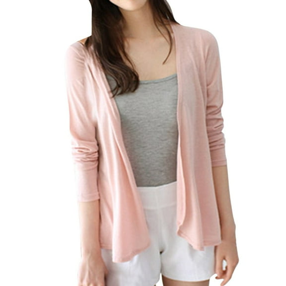 2DXuixsh Short Sleeve Cardigans for Women Women Shirt Long Sleeve Leisure Fashion Cardigan Color Coat Thin Women's Coat Thin Sweater Cardigan Long Polyester Pink M