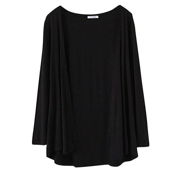 2DXuixsh Short Sleeve Cardigans for Women Women Shirt Long Sleeve Leisure Fashion Cardigan Color Coat Thin Women's Coat Thin Sweater Cardigan Long Polyester Black L