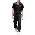 thumbnail image 1 of 2DXuixsh Skin Tight Jumpsuit Men Spring and Summer Lightweight Jumpsuit Comfortable Lapel Solid Jumpsuits Casual Plus Size Short Sleeve Jumpsuit Men Jumpsuits and Rompers Elegant Black L, 1 of 8
