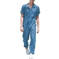 thumbnail image 1 of 2DXuixsh Skin Tight Jumpsuit Men Spring and Summer Lightweight Jumpsuit Comfortable Lapel Solid Jumpsuits Casual Plus Size Short Sleeve Jumpsuit Men Jumpsuits and Rompers Elegant Blue M, 1 of 8