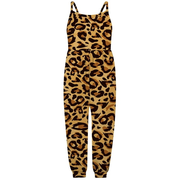 2DXuixsh Summer Clothes For Girls Jumpsuit Summer Girls Toddler Romper Sleeveless Baby Clothes Playsuit Print 1-6Y Kids Strap Girls Romper&Jumpsuit Baby Girl Sleeveless Dress Cotton Blend Brown 130