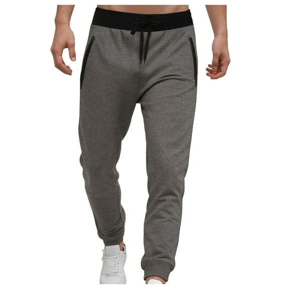 2DXuixsh Sweatpants for Men Mid Waisted Solid Pants Casual Jogging Sports Elastic with Pockets Men's Men's Pants Sweatpants Athletic Work Pants Trousers Dark Gray Size M