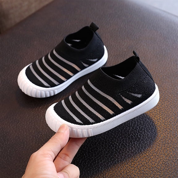 2DXuixsh Tennis Shoes For Kids Girls Summer And Autumn Girls Flying Woven Mesh Breathable Comfortable Flat Casual Cute Toddler Size 13 Shoes Girls Mesh Black 23