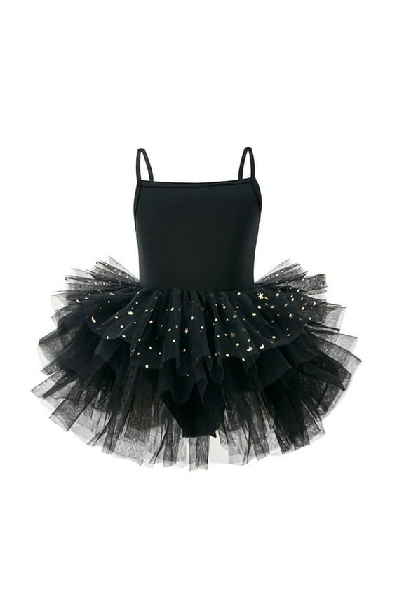 Toddler Girls Dresses Ballet Skirt Tulle Tutu Dress for Toddler Girls Ballet Tutu Skirt Leotards V Neck Camisole Dress Dance Performance Clothes Black 12-18 Months