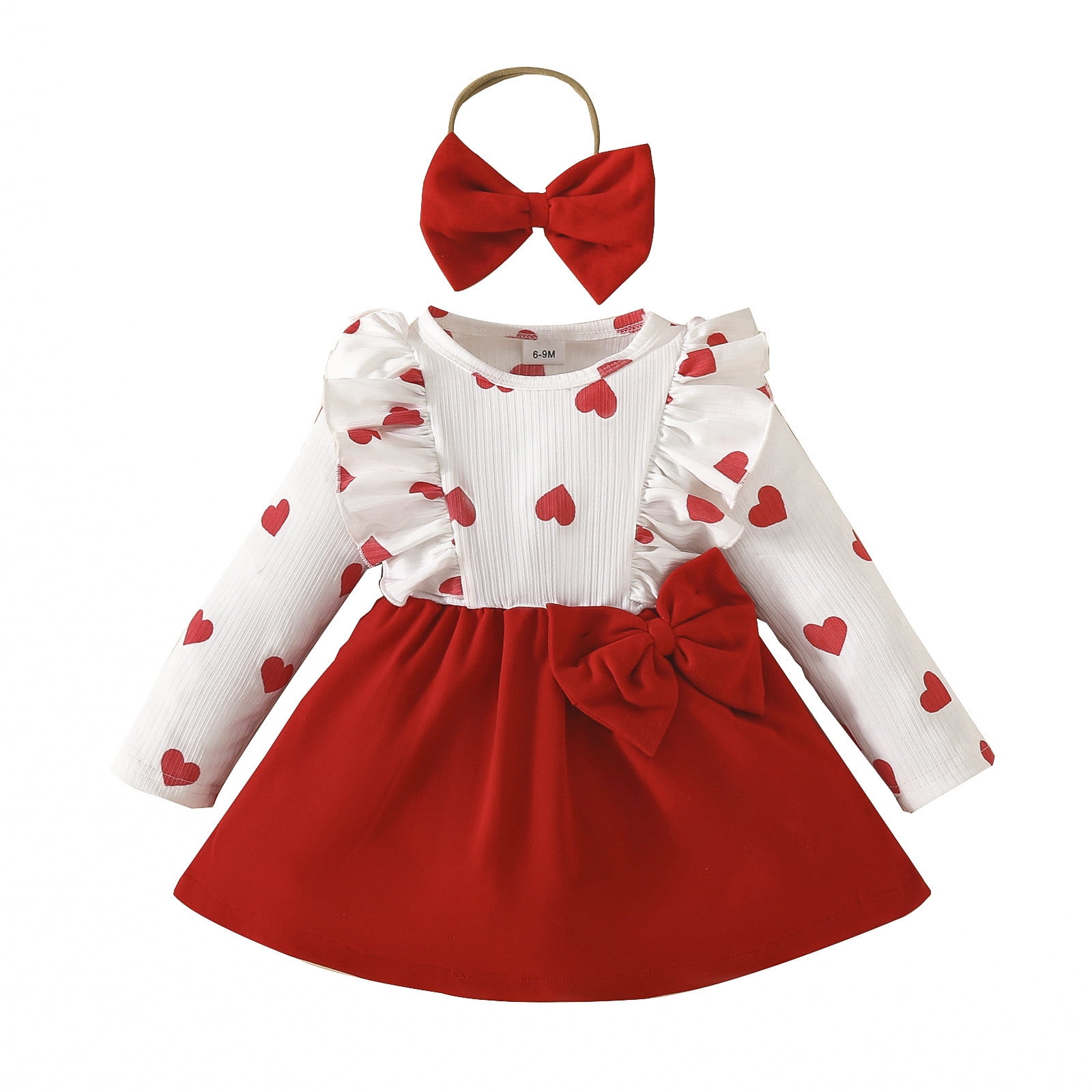 2DXuixsh Toddler Girls Long Sleeve Prints Princess Dress Dance Party