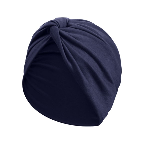 2DXuixsh Turbans for Women Soft Tied Knot Fashion Cancer Turban Cap Chemo Headwrap Sleep Hat Autumn Winter Headscarf Hat Versatile Cotton Solid Color Hat Navy