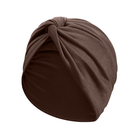 2DXuixsh Turbans for Women Soft Tied Knot Fashion Cancer Turban Cap Chemo Headwrap Sleep Hat Autumn Winter Headscarf Hat Versatile Cotton Solid Color Hat Coffee