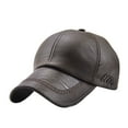 thumbnail image 1 of 2DXuixsh Unisex Leather Baseball Cap Retro Adjustable Hats for Men Women Men's Sports Baseball Cap Leather Fashion Simple Baseball Cap Trucker Hat Brown, 1 of 3