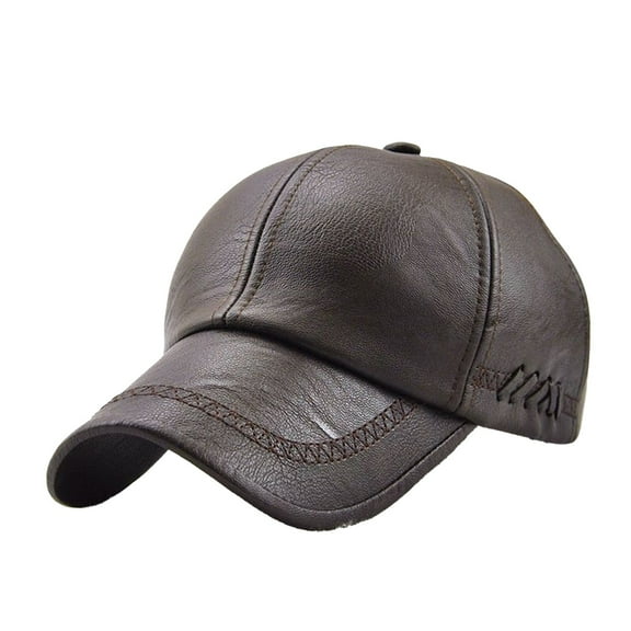 2DXuixsh Unisex Leather Baseball Cap Retro Adjustable Hats for Men Women Men's Sports Baseball Cap Leather Fashion Simple Baseball Cap Trucker Hat Brown