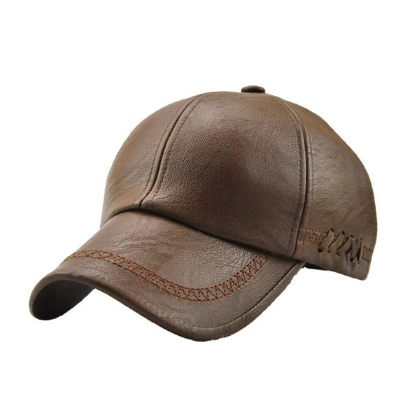 2DXuixsh Unisex Leather Baseball Cap Retro Adjustable Hats for Men Women Men's Sports Baseball Cap Leather Fashion Simple Baseball Cap Trucker Hat Coffee