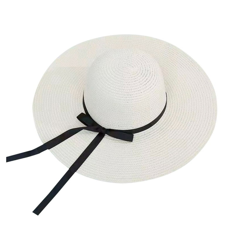2DXuixsh Wide Brimmed Hats for Men Women Big Brim Straw Hat Sun Floppy Wide  Brim Hats Bowknot Folding Beach Cap Visor Hats for Men Women Baseball Cap