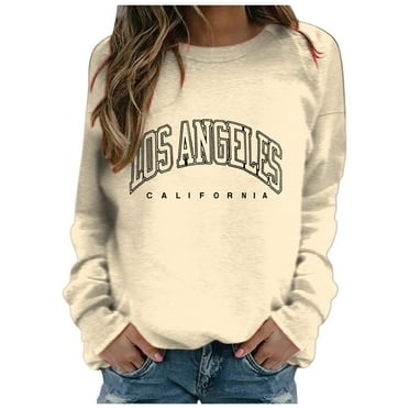 2DXuixsh Women Hoodies Pullover Women Long Sleeve Sweatshirt Casual Round Neck Loose Pullover Autumn Sweatshirt Tops Basic Lightweight Pullover Sweater Top Beige Size M