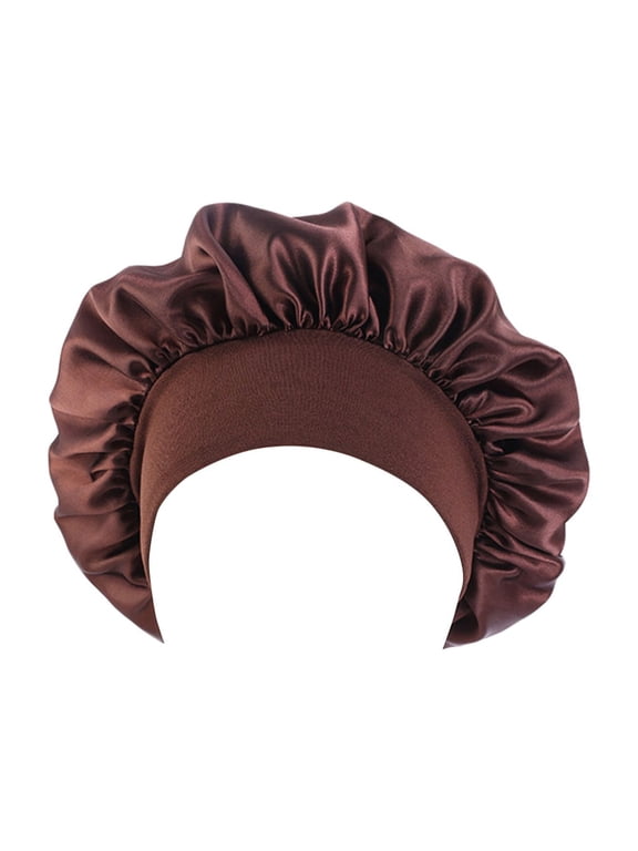 Bucket Hat with Pattern Satin Bonnet Adjustable Head Size Sleep Silk Bonnet for Women Men Double Layer Satin Lined Sleeping Cap Wrap Hair Bonnet Rain Cape for Men Coffee