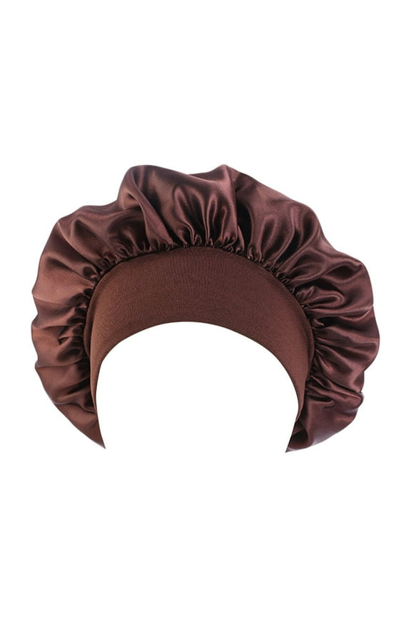 Bucket Hat with Pattern Satin Bonnet Adjustable Head Size Sleep Silk Bonnet for Women Men Double Layer Satin Lined Sleeping Cap Wrap Hair Bonnet Rain Cape for Men Coffee