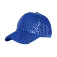 thumbnail image 1 of 2DXuixsh Womens Baseball Caps Visor Hat Jazz Shining Sequin Hat Bling Dance Hats High Top End Plain Cap Fashion Solid Color Cap Beaded Large Cap for Women Blue, 1 of 3