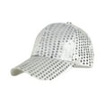 thumbnail image 1 of 2DXuixsh Womens Baseball Caps Visor Hat Jazz Shining Sequin Hat Bling Dance Hats High Top End Plain Cap Fashion Solid Color Cap Beaded Large Cap for Women Silver, 1 of 3