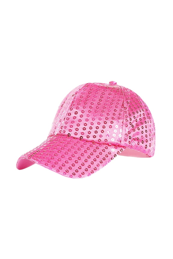 Womens Baseball Caps Visor Hat Jazz Shining Sequin Hat Bling Dance Hats High Top End Plain Cap Fashion Solid Color Cap Beaded Large Cap for Women Hot Pink