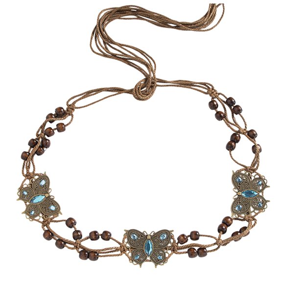 2DXuixsh Womens Belts Western Metal Concho Belt for Women Cow Girl Chain Belts for Dresses Outfit Metal Layer Tassel Waist Chain Spicy Girl Chain Long Shirt Dress Blue