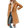 thumbnail image 1 of 2DXuixsh Womens Edgy Jacket Women Woolen Jacket Fall and Winter Fashion Long Coat Fall Wool Peacoat Shawl Collar Coat Jackets for Women Denim Casual Polyester Khaki S, 1 of 8