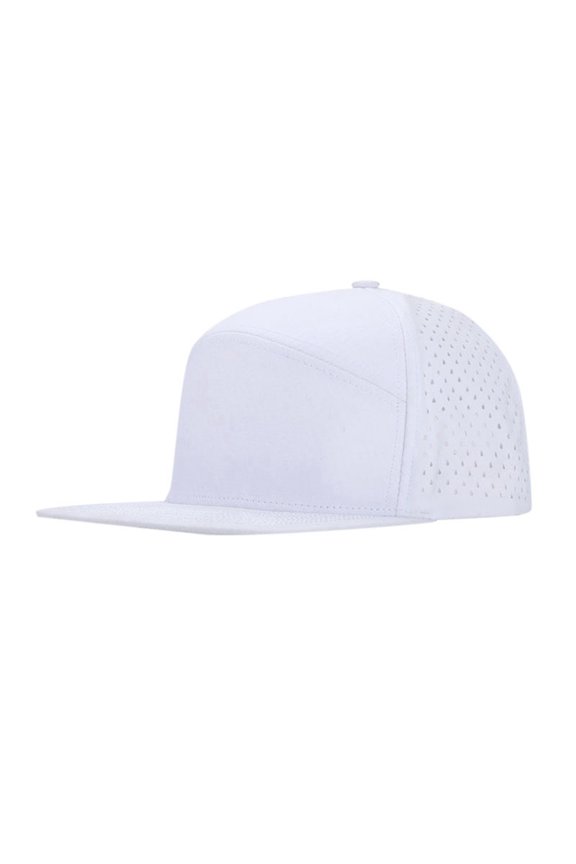 Womens Mens Baseball Cap Adjustable Low Profile Cotton Hat Plain Cap Flat Brim Baseball Cap Adjustable Performance Snapback Hat Perforated Cap White