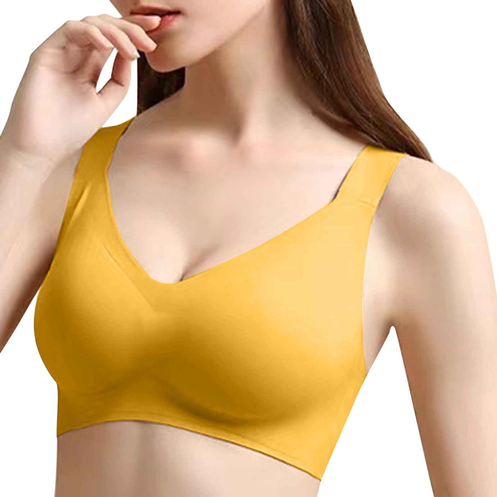 Xbemkste Sports Bra Set, Ultra-Thin Bra Set for Women in French Style,  Improves Lifting, Small Breasts and Shapes with Delicate Lace and Prevents  Sagging of the Transparent Bra Straps, orange, C 