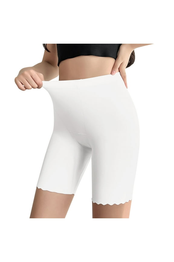 Womens Underwear Cotton Womens Leggings Shorts Under Dresses Smooth Boyshorts Underwear Thigh Panties Shorts for Matching Skirts Dresses Boy Shorts Panties for Women White L