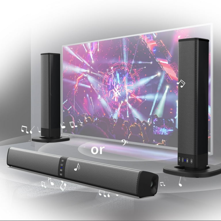  Soundbar, MEGACRA TV Sound Bar with Dual Bass Ports Wired and  Wireless Bluetooth Home Theater System (Renewed)