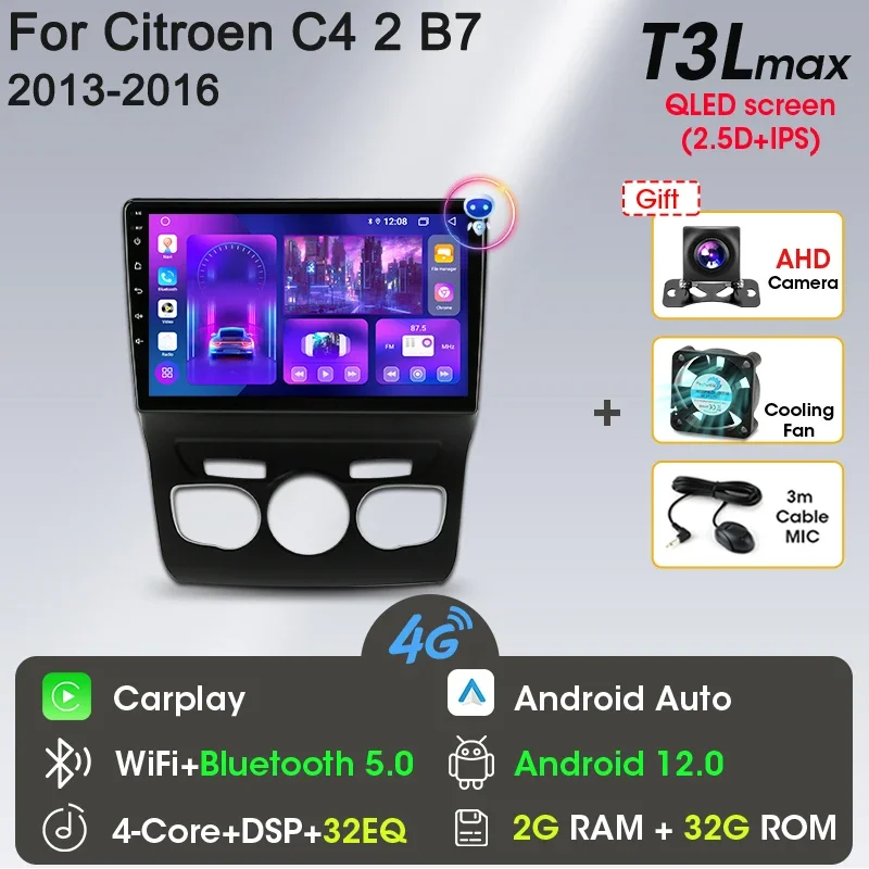 2Din Android 12 Car Radio for Citroen C4 2 B7 2013-2016 Multimedia ...