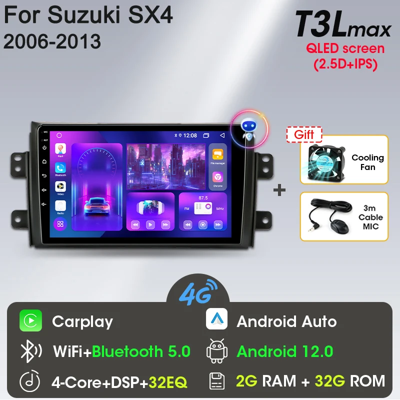 Autoradio Android 10 Per Suzuki SX4 E Fiat Sedici - 9 Pollici GPS, Bluetooth, WiFi E Telecamera Posteriore - Foto 11