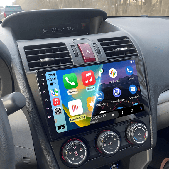2Din Android 15 Car Stereo Radio 4+64G 9" with CarPlay Android Auto GPS WiFi Bluetooth Mirror Link RDS for Subaru Forester WRX XV 2012-2015