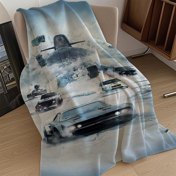 2F Snow Mountain Theme Printed Flannel Blanket, Modern Style All-Season Flannel Blanket, Soft and Comfortable for Sofa and Bed, Digital Print Design, 100% Polyester, Machine Washable, Suitable for Ho