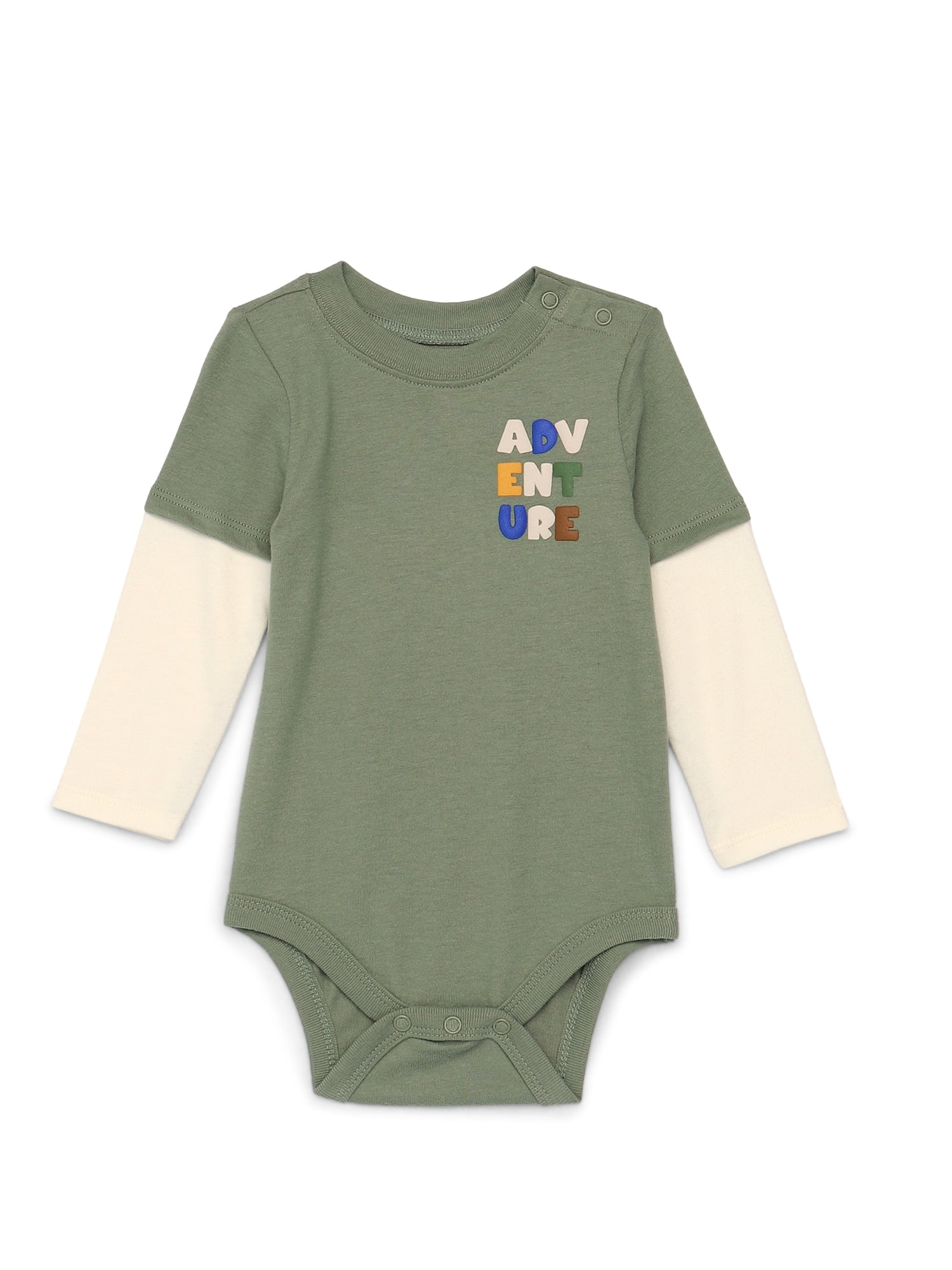 Garanimals Baby Boy Layered Look Bodysuit with Long Sleeves, Sizes 0M-24M