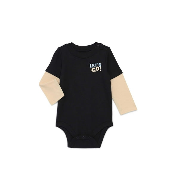 Garanimals Baby Boy Layered Look Bodysuit with Long Sleeves, Sizes 0M-24M