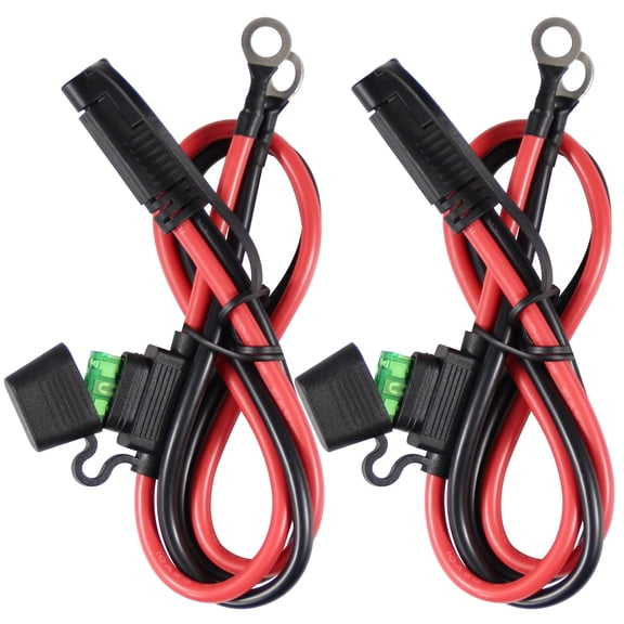 2FT 10AWG SAE to O Ring Terminal Cable, Heavy-Duty Battery Trickle Charger Cord with 30A Fuse for Motorcycle Vehicle