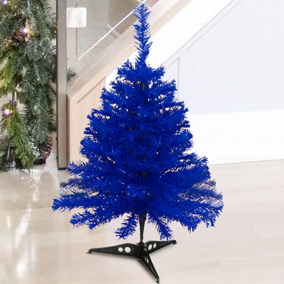 2FT Artificial Christmas Tree Blue Tabletop Christmas Tree with Foldable Stand Mini Xmas Pine Tree for Party Supplies Indoor Outdoor Holiday Home Decoration(Blue)
