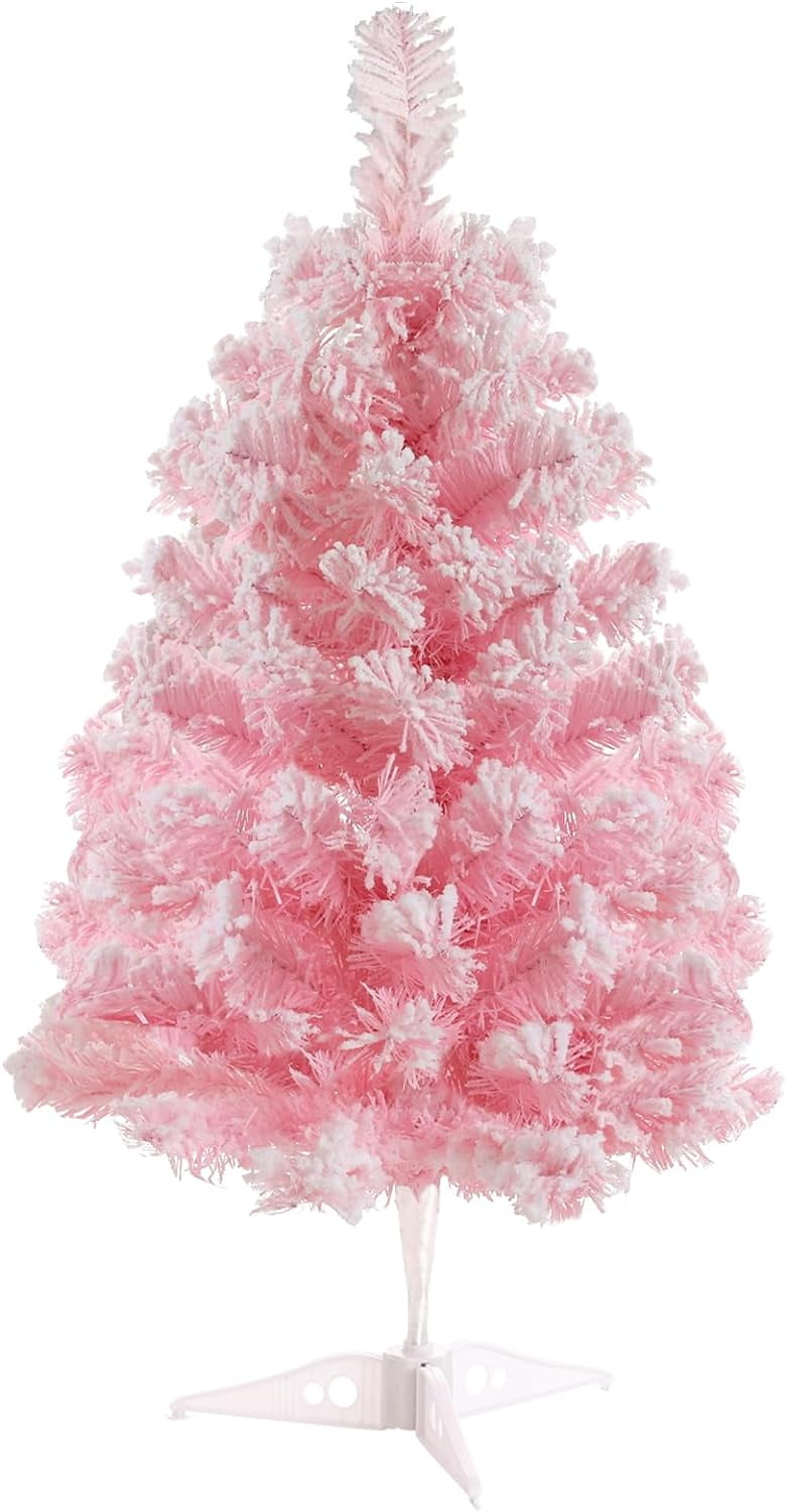 2FT Artificial Christmas Tree Pink Tabletop Christmas Tree with Plastic