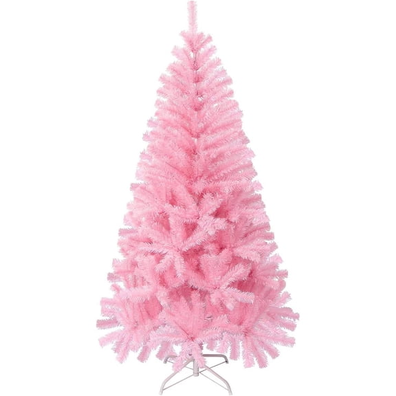 2FT Artificial Christmas Tree Xmas Pine Tree with Metal Stand for Holiday Home Office Party Decoration -45cm/18in/1.5ft-pink