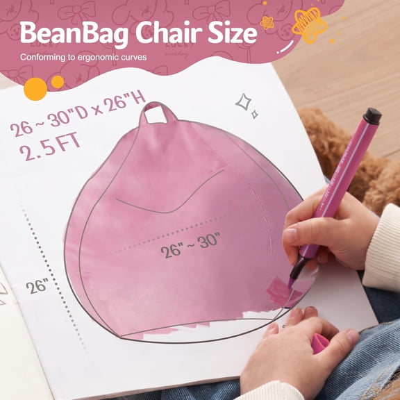 2FT Bean Bag Chair - Dusty Pink