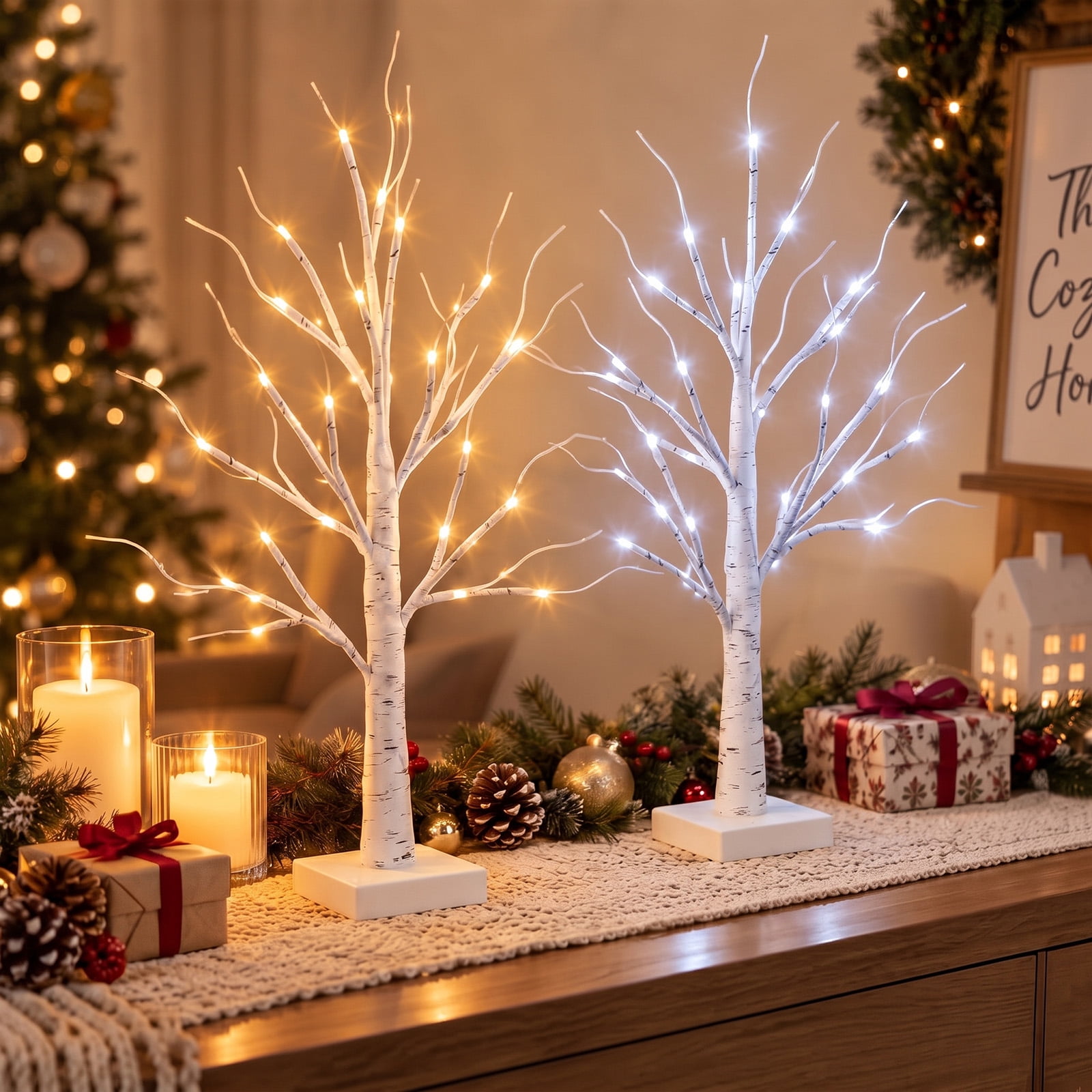 Customizable Led Tree 2FT LED Birch Tree Light with 8 Modes Remote Control, Artificial Trees ...