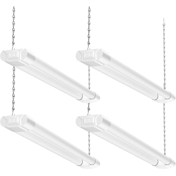 2FT LED Shop Light Fixture, Super Bright 2200LM, Cool Daylight White 6500K, Ceiling or Hanging Mount, Durable Garage Shop Lighting for Warehouse, Workbench, Basement, and Business Use, White