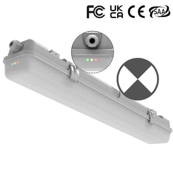 2FT LED Vapor Tight Emergency Light, Battery Backup, IP65 IK08 10W/20W 125LM/W 5000K 100-277V, LED Vapor Proof Fixture, 2 Foot Waterproof LED Outdoor Shop Light Fixture for Carport, FCC