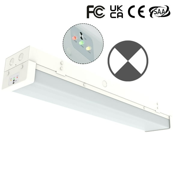 2FT LED Wraparound Emergency Stairwell Light, Battery Backup, IP20, 10W(1250lm)/20W(2500lm) Selectable, 5000K, 100-277V, Flush Mount Commercial LED Wrap Shop Ceiling Light Fixture for Warehouse, FCC