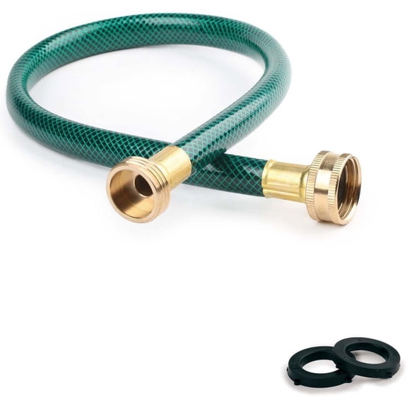 2FT Leader Hose for Garden Connector: Flexible PVC Short Water Hose with Brass Fittings for Hose Reel RV Water Filter Washer and Outdoor Faucet Connection