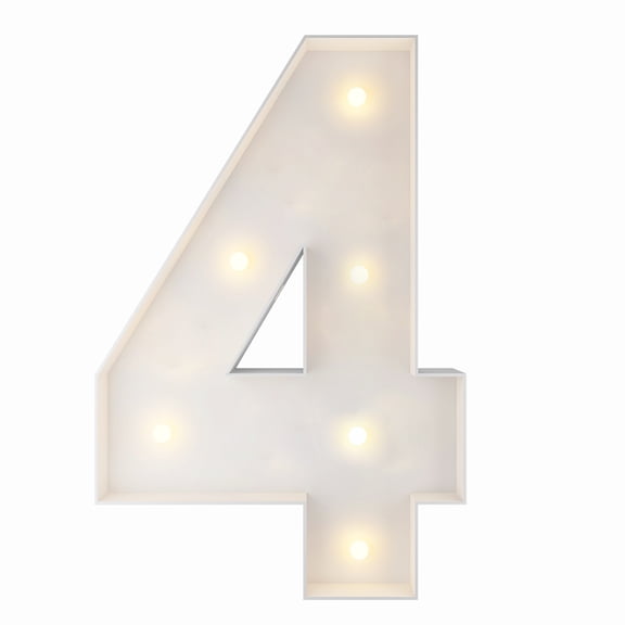 2FT Marquee Light Up Numbers, Marquee Numbers 4, Mosaic Balloons for Numbers, Light Up Numbers for 4th 24th 40th Birthday Party Decorations, Cardboard Numbers, Anniversary Decor