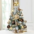 thumbnail image 1 of 2FT Mini Christmas Tree Pre-Lit, Snow Flocking Table Top Christmas Tree with 10FT String Light and Ornaments, Small Artificial Xmas Tree for Home, Office, Party Decoration, Batteries Not Included, 1 of 7