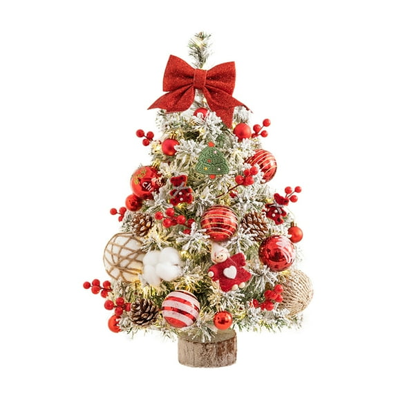 2FT Mini Tabletop Christmas Tree with Timer Lights, Artificial Christmas Trees with 24 Pcs Ball Ornament Xmas Tree for Home Office Fireplace Christmas Ornaments