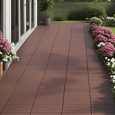 2FT Patio Deck Tiles  DIY Module Interlocking Decking Tiles Floor Tile Easy and Quick Installation Court Tiles for Porch Poolside Outdoor and Indoor Balcony Backyard 24pcs Red Brown